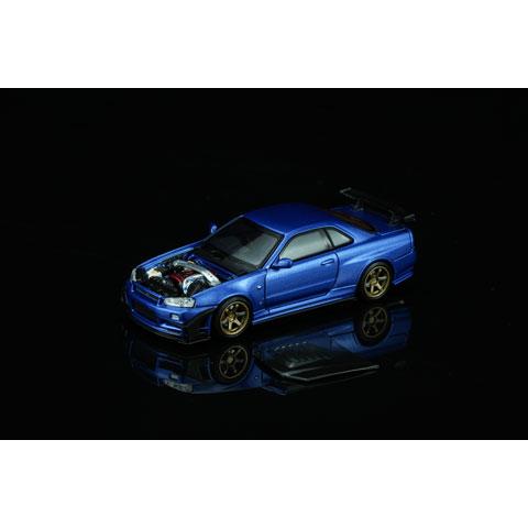 MOTORHELIX 1/64 Nissan Skyline GT-R (R34) Customized Bayside Blue w/GT Aero Kit (M63476) | 