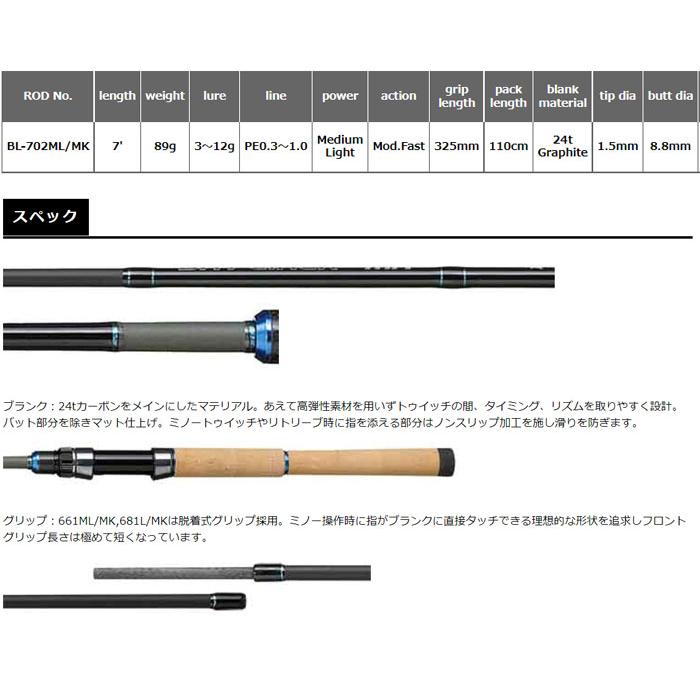 SMITH（釣り具） スミス ベイライナー BL-702ML/MK SMITH BAY