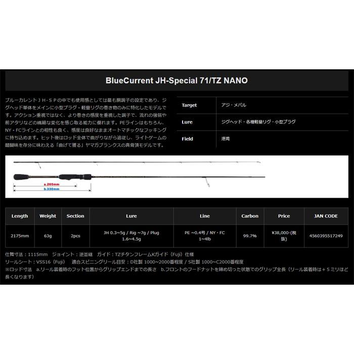 ヤマガブランクス ブルーカレント JH-Special 71TZ NANO YAMAGA BLANKS 