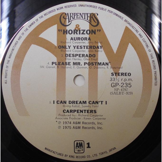 ■中古品■Carpenters カーペンターズ/horizon 緑の地平線(USED LP)｜backpagerecords｜04