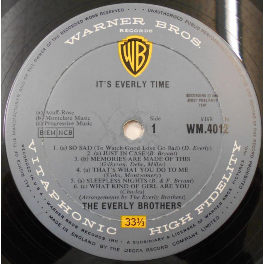 ■中古品■The Everly Brothers エヴァリー・ブラザーズ/it's Everly time(USED LP)｜backpagerecords｜03