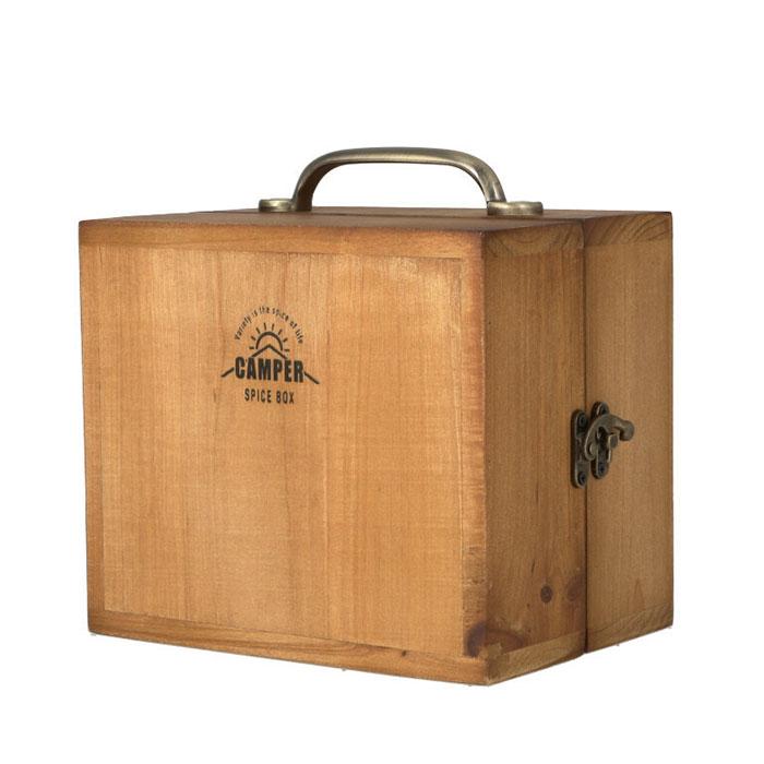 スパイスボックス 通販スパイスボックス キャンプ s 扉付き 調味料ラック 木製 持ち運び 調味料入れ 調味料 収納 調味料ケース 調味料ボックス コンパクト BBQ | ブランド登録なし | 02