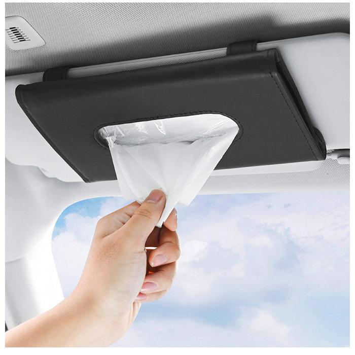 ⭐ティッシュボックス ケース 車PUレザー 四角 縦縞ブラウン+グレー