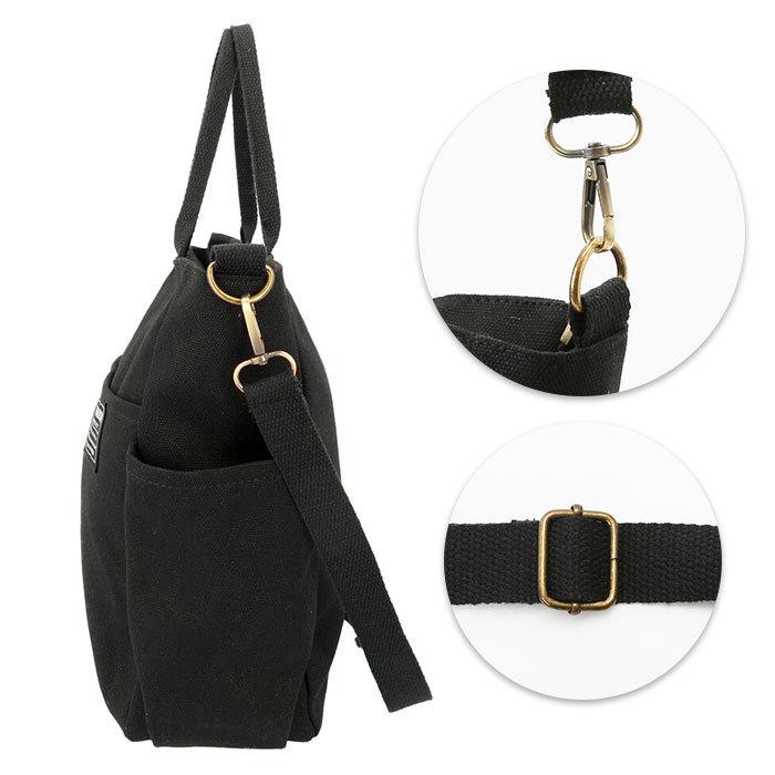 ITEM 2WAY キャンバス トートバッグ ショルダーバッグ ブラック トートバッグ 通販トートバッグ メンズ レディース 大きめ 2way