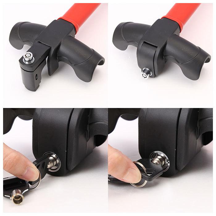 ハンドルロック 車 通販 盗難防止 車両盗難 対策 T型 T型ロック方式 ステアリング ステアリングロック ガッチリ がっちり HORNET ホーネット 専用キー 円形