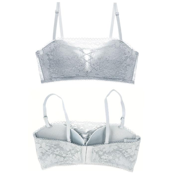 新品未使用 株式会社ナウ レース グレー補正ブラジャー フロントリボン