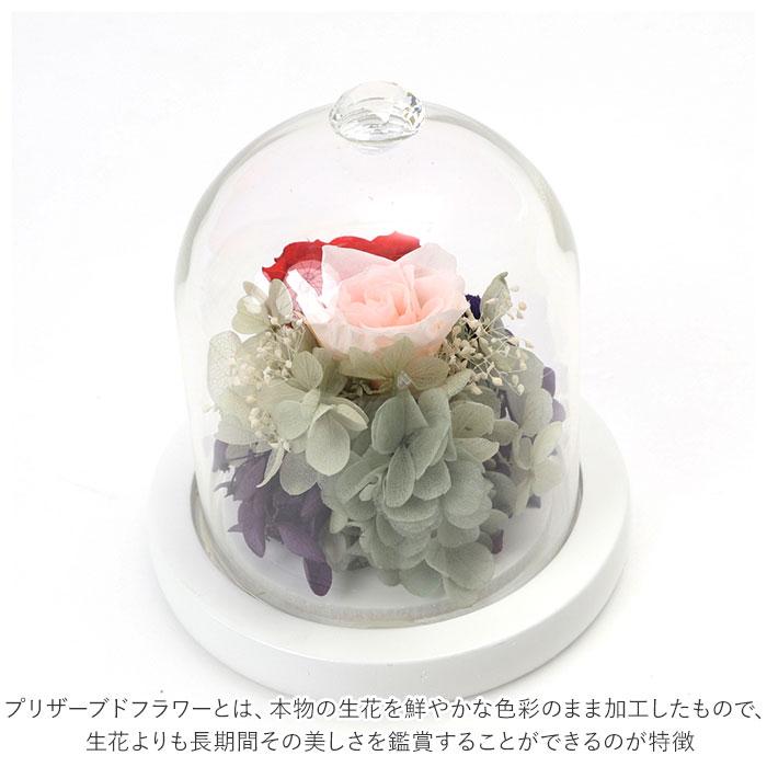 プリザーブドフラワーアレンジメント ガラス容器入り　ホコリ被らない プリザーブドフラワーアレンジメント ガラス容器入り ホコリ被ら
