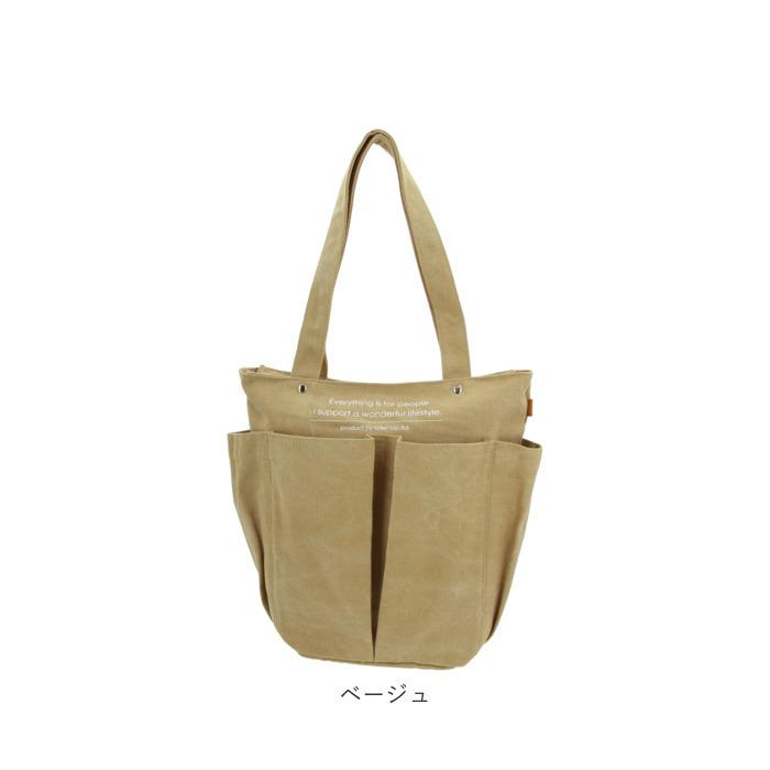 カーキキャンバス多機能バッグ キャンバス トート ポケットたくさん 通販 大容量 トートバッグ