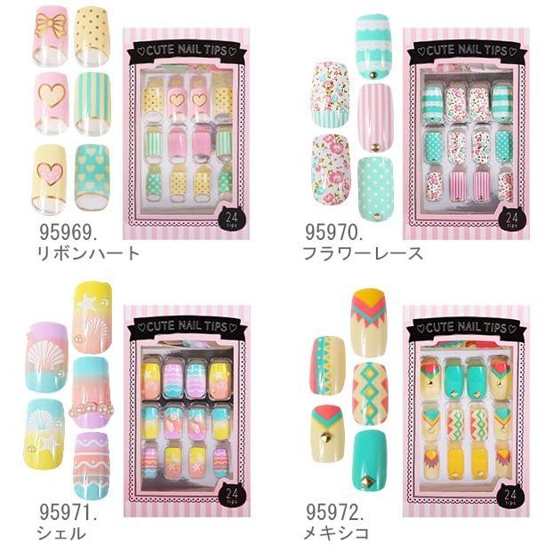 ネイルチップ 24枚セット 短い ちび爪 定番 ハーフ 成人式 ロング クリア ショート スタンド | ブランド登録なし | 03