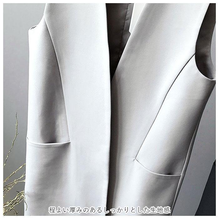 ジレ 通販ジレ ベスト レディース ロングベスト ロング丈 グレー