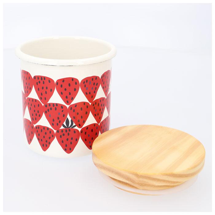 ホーローりんご柄ライス缶&キャニスター2個セット キャニスター ホーロー 通販 保存容器 ホーロー容器 茶葉 コーヒー