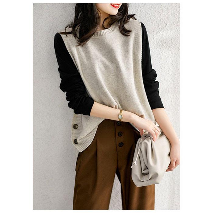 ビアズリー　ニットベスト バックボタン BEARDSLEY（ビアズリー）の「《ビアズリー》Vネックニットベスト