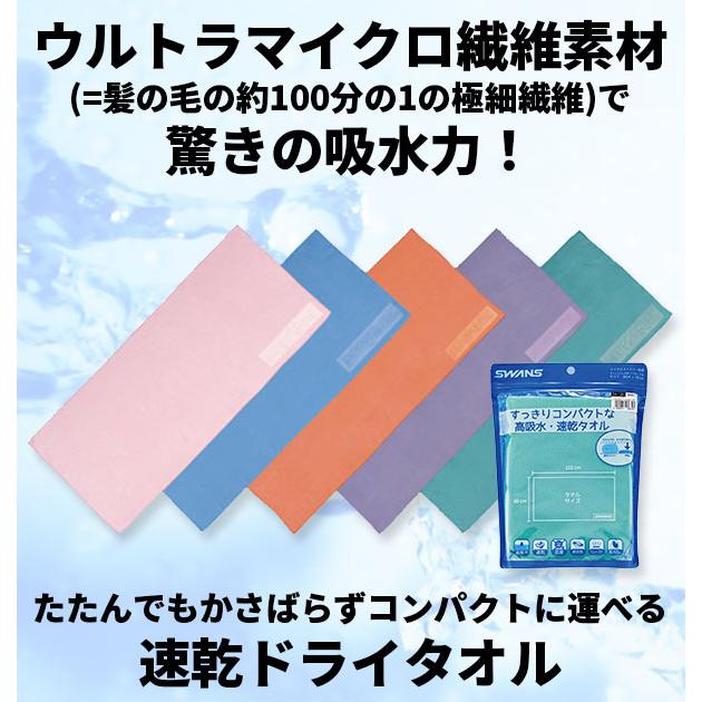 スワンズ タオル 大判 速乾ドライタオル セームタオル SWANS ドライタオル 吸水速乾 速乾 抗菌 スイムタオル 耐久性 コンパクト 肌にやさしい |  | 01