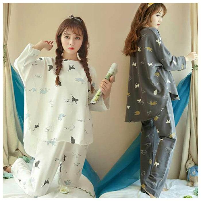 ルームウェア 可愛い 長袖 通販 レディース セット 上下セット かわいい パジャマ 春夏 秋冬 女性用 ゆったり おしゃれ M L Xl 2xl アニマル ネコ 猫 Sy624 Backyard Family バッグタウン 通販 Yahoo ショッピング