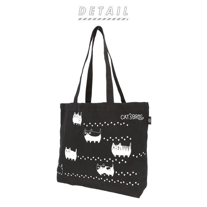 トートバッグ 通販トートバッグ キャンバス a4 横 猫3兄弟 レディース