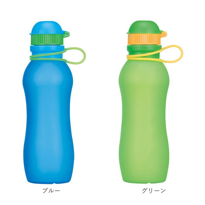 折りたたみシリコンエコボトル 水色 Amazon｜折りたためるシリコン水筒 500ml×2個での販売 1個あたり