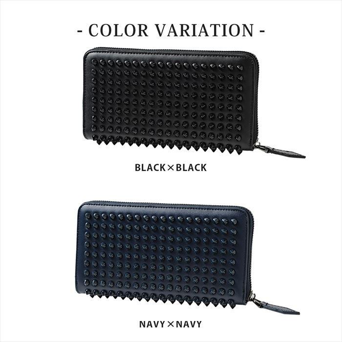 長財布 メンズ 本革 通販 スタッズ 鋲 ラウンドファスナー 小銭入れ