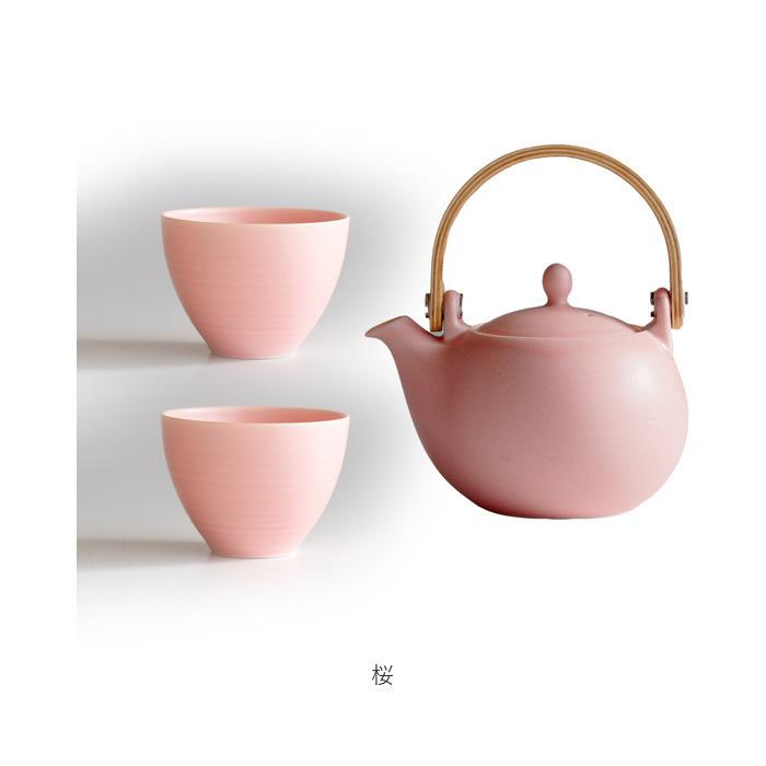 茶器セット　えんじ色と白色の陶器カップピッチャー急須 IwaiLoft 美しい手毬 花柄 茶器セット ティーポット 蓋碗 急須 横手