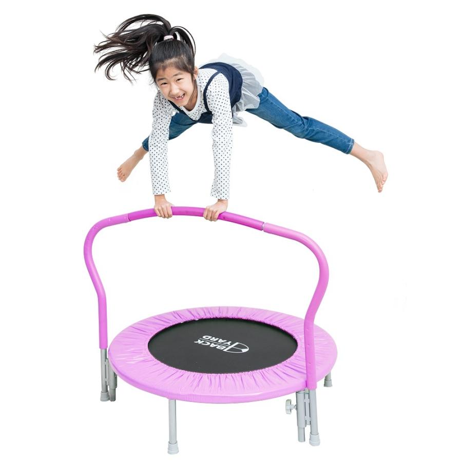 手すり付き ミニトランポリン 家 子供用 大人用 コロナ禍 おうち時間 トレーニング バネ組立済み 足がはやくなる動画付き トランポリン バックヤード Kt スポーツ器具の通販 バックヤード 通販 Yahoo ショッピング