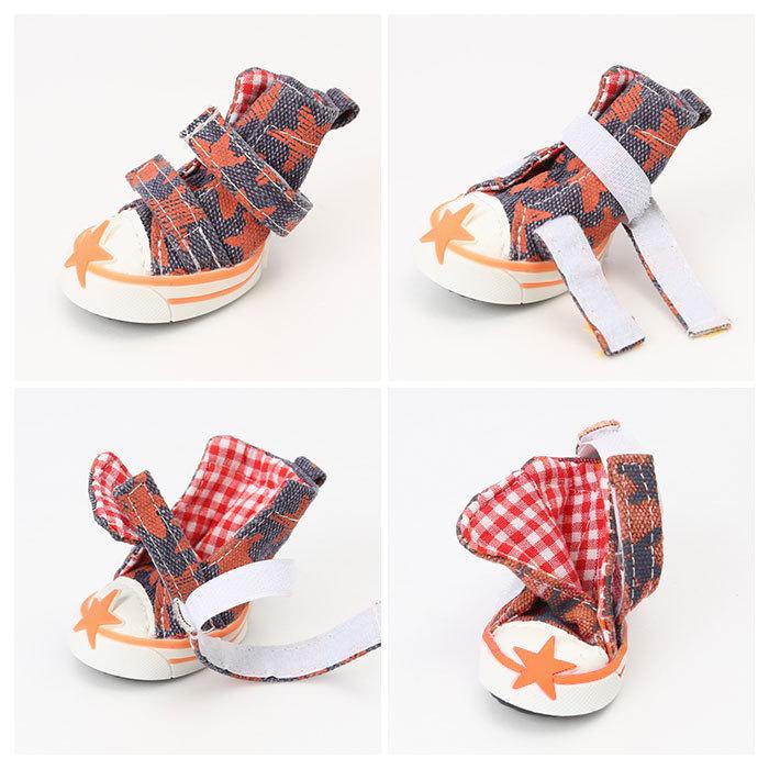 犬 くつ 通販 靴 ドッグ いぬ シューズ スニーカー 小型犬 中型犬 汚れ防止 足裏 肉球保護 ペット 4ピース レッド グリーン ブルー×ブラック 犬 |  | 09