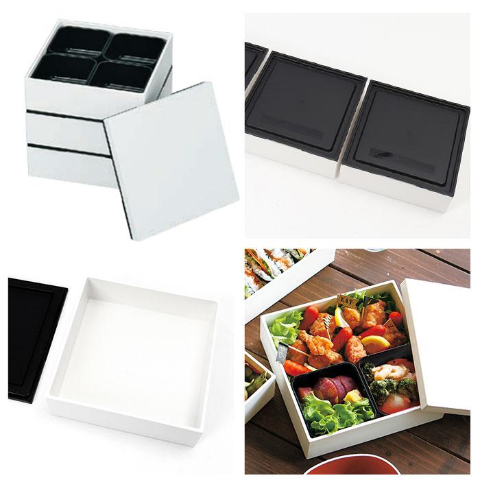 重箱 仕切り付き 3段 通販 三段 オードブル重 お重箱 15cm 5寸 スクエア ホワイト 白 お弁当箱 食洗機対応 電子レンジ対応 2100ml 日本製 かわいい 重箱 |  | 09