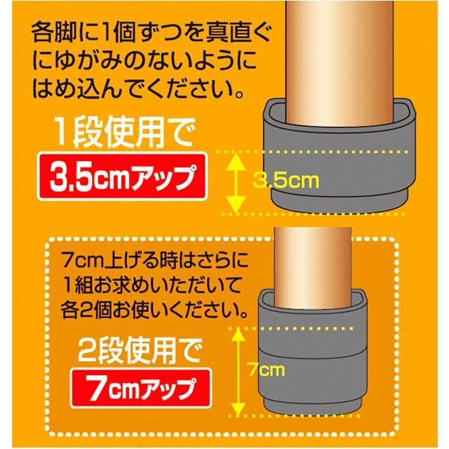 継ぎ脚 こたつ 高さ調節 継ぎ脚 4個組 スマイルキッズ こたつの高さをあげる足 継ぎ足 4cm 4個セット こたつ テーブル 継脚 底上げ 高さ調整 |  | 12