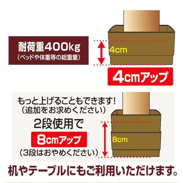 継ぎ脚 ベッド 高さ調整 継ぎ脚 4個組 ベッドの高さをあげる足 ベッド ソファ 継ぎ足 4cm 4個セット ベッド下収納 スマイルキッズ |  | 09