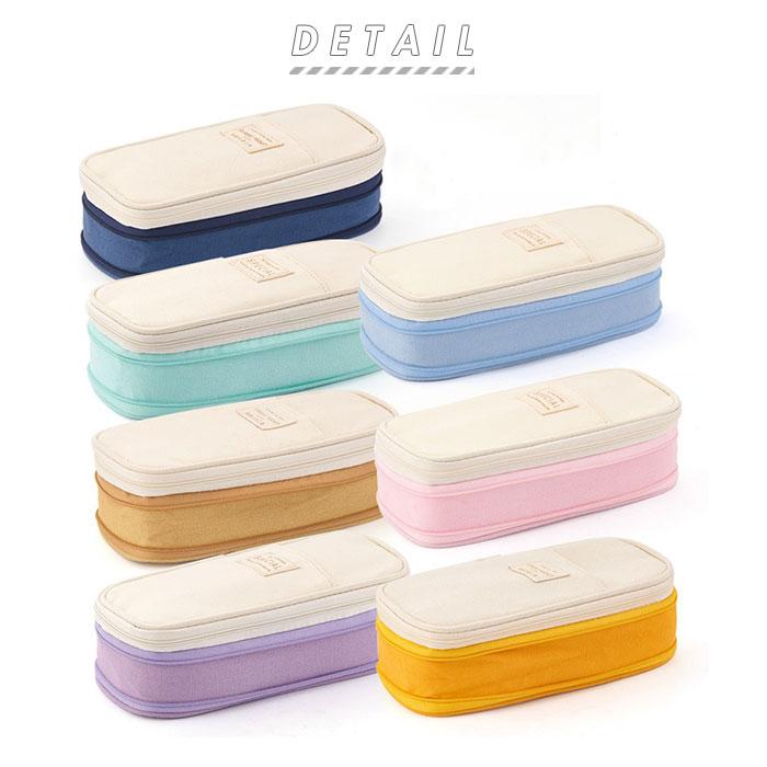 ペンケース 大容量 通販 筆箱 ふでばこ ペンポーチ 二階建て 二層 おしゃれ チャック 通学 子供 小学生 中学生 高校生 社会人 男の子 女の子 ペンケース | ブランド登録なし | 01