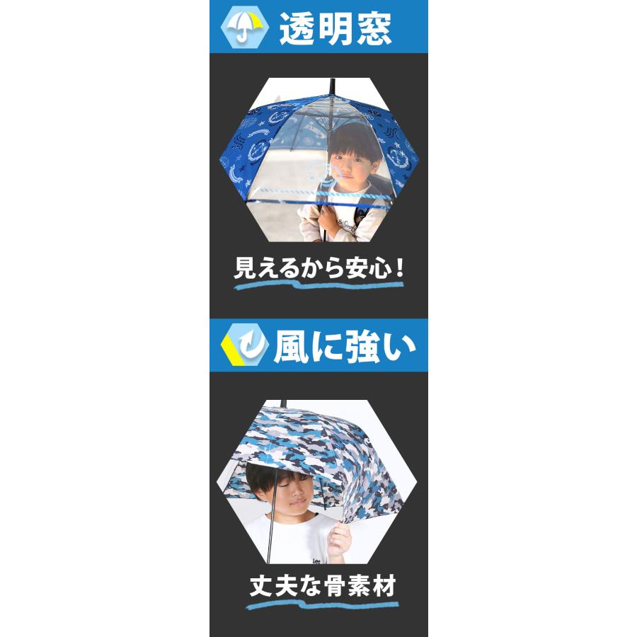 子供傘 55センチ 傘 子供 55cm ジャンプ傘 キッズ 子ども  男の子 1コマ 透明窓付き こども傘 長傘 子供用 ワンタッチ 折れにくい グライファイバー骨  子供傘 |  | 16