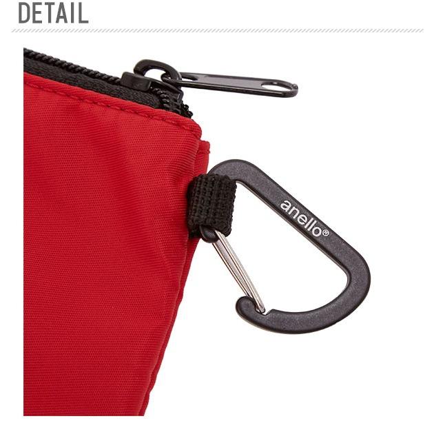 ポーチ 小物入れ おしゃれ メンズ 通販 ブランド ファスナー レディース かわいい カラビナ付き アネロ角ポーチ コインケース 小銭入れ 化粧ポーチ 黒 ポーチ | anello | 09