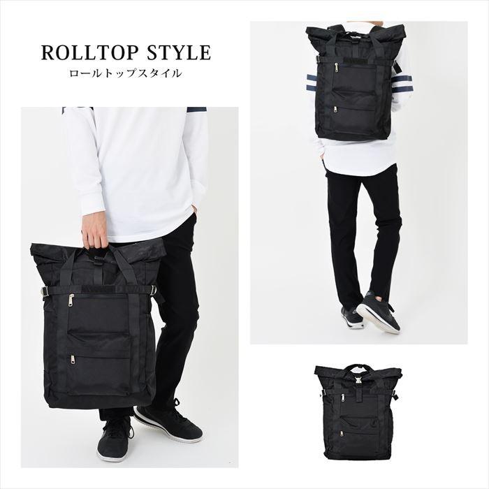 リュック メンズ 大容量 通販 ロールトップ３WAYトートリュック おしゃれ シンプル 黒 ブラック 通勤 A4 通学 ビジネス カジュアル レディース リュック |  | 10