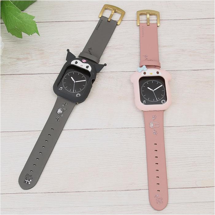 バンド apple watch バンド 通販 レザー レザーバンド キャラクター アップルウォッチ 腕時計 41mm 40mm 38mm シナモロール ハローキティ マイメロディ クロミ | シナモロール