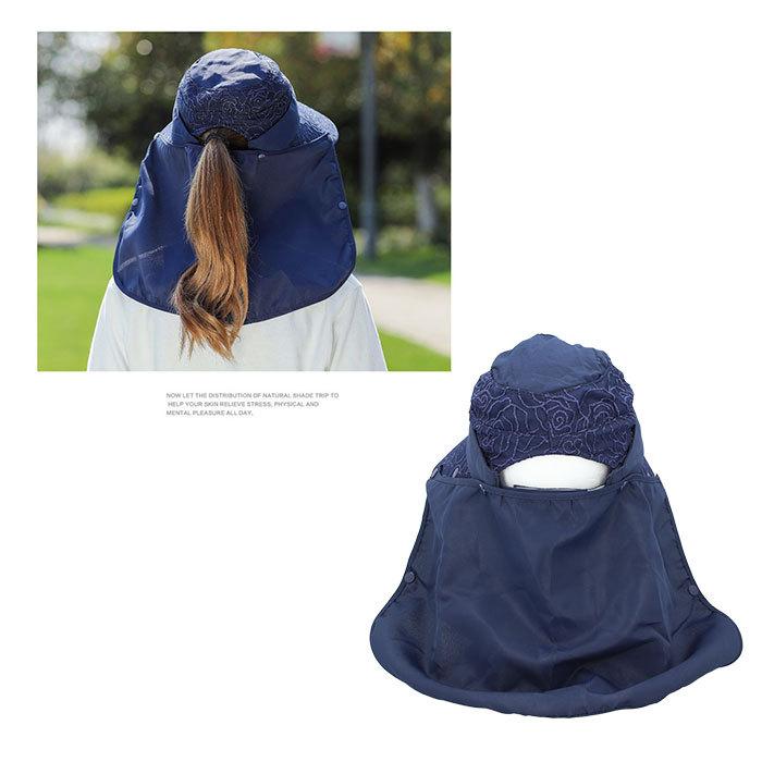 サンバイザー レディース 通販 キャップ 深め ネックカバー uvカット 夏用 おしゃれ ネックガード フェイスガード ボタン 帽子 つば広 日除け帽子 サンバイザー | ブランド登録なし | 05