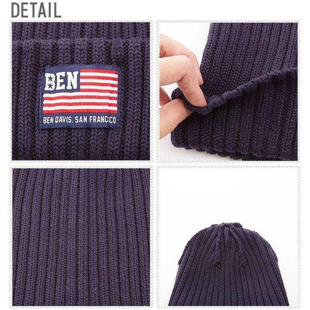 ニット帽 メンズ レディース ブランド リブ編み ニットキャップ 帽子 おしゃれ 秋冬 コットン ビーニー 厚手 シンプル ロゴ ワッペン BEN DAVIS ベンデイビス | BEN DAVIS | 01