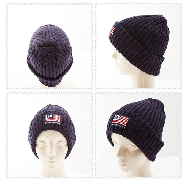 ニット帽 メンズ レディース ブランド リブ編み ニットキャップ 帽子 おしゃれ 秋冬 コットン ビーニー 厚手 シンプル ロゴ ワッペン BEN DAVIS ベンデイビス | BEN DAVIS | 02
