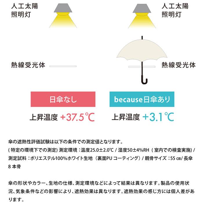 ビコーズ because 長傘 通販 晴雨兼用 晴雨兼用傘 長かさ 雨傘 かさ 傘 大きめ 55cm 55センチ 手開き レディース 女性 おしゃれ かわいい 大人 ビコーズ | because | 16
