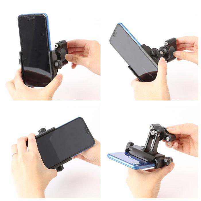 スマホホルダー バイク 通販 バーハンドル オートバイ アルミニウム合金 シルバー ブラック マルチアングル 360° 360度 回転 カメラ 使用可 スマホホルダー |  | 09