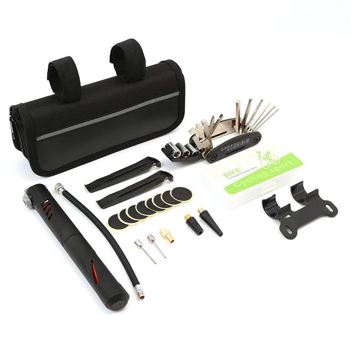 自転車 工具 通販 セット 16イン1修理キット 自転車用工具セット 自転車用工具 多機能 修理セット 修理 携帯 空気入れ 収納バッグ付き マルチツール 自転車 | ブランド登録なし | 14