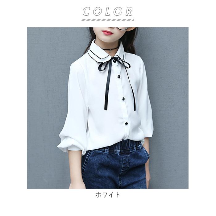 女の子 ブラウス 通販 入学式 卒業式 かわいい リボン 白 フォーマル 卒園式 入園式 子供服 キッズ トップス ジュニア 襟付シャツ フォーマル シャツ 160 女の子 |  | 09