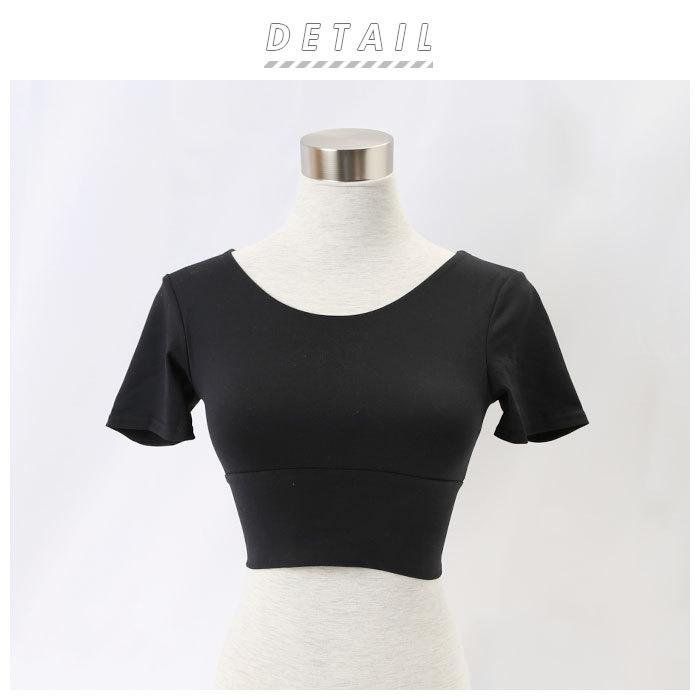 ヨガウェア トップス カップ付 通販 半袖 ブラトップ インナー シャツ フィットネスウェア ランニング ジョギング おしゃれ かわいい ヨガウェア |  | 01
