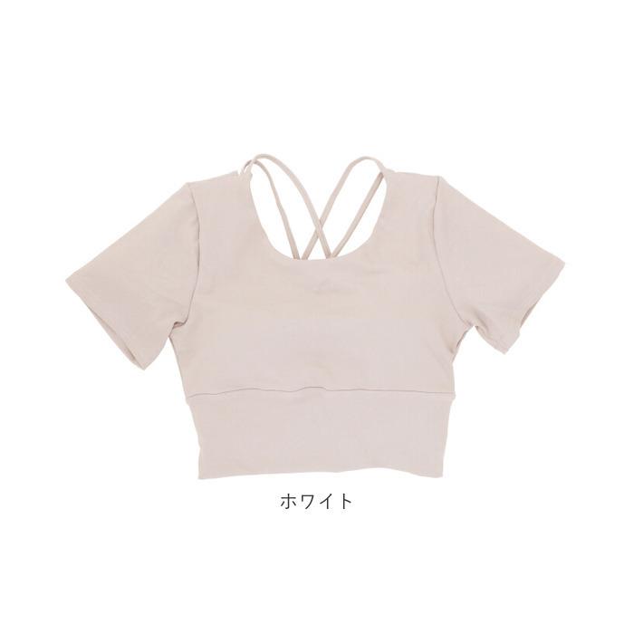 ヨガウェア トップス カップ付 通販 半袖 ブラトップ インナー シャツ フィットネスウェア ランニング ジョギング おしゃれ かわいい ヨガウェア |  | 11