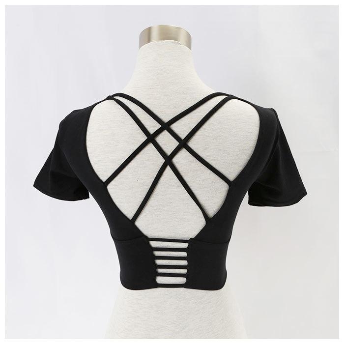 ヨガウェア トップス カップ付 通販 半袖 ブラトップ インナー シャツ フィットネスウェア ランニング ジョギング おしゃれ かわいい ヨガウェア |  | 04