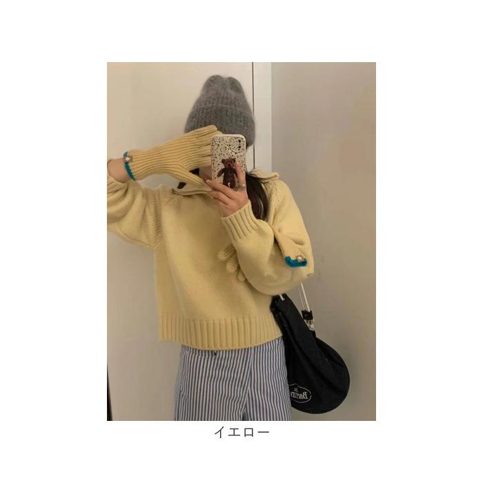 セーター ハーフジップ レディース 通販 スタンドカラー プルオーバー ジップアップ 長袖 厚手 厚め ゆったり 体型カバー ラグランスリーブ 秋 冬 冬物 セーター |  | 17