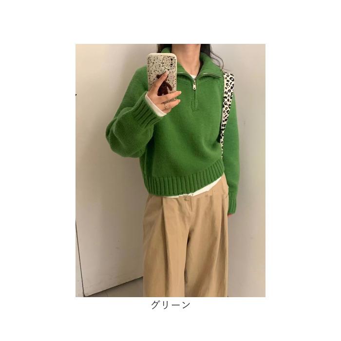 セーター ハーフジップ レディース 通販 スタンドカラー プルオーバー ジップアップ 長袖 厚手 厚め ゆったり 体型カバー ラグランスリーブ 秋 冬 冬物 セーター |  | 19