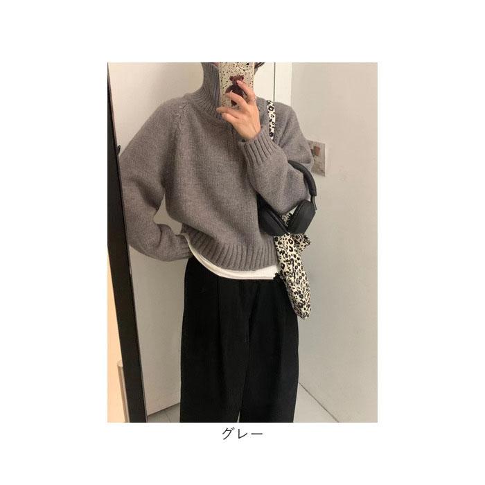 セーター ハーフジップ レディース 通販 スタンドカラー プルオーバー ジップアップ 長袖 厚手 厚め ゆったり 体型カバー ラグランスリーブ 秋 冬 冬物 セーター |  | 21