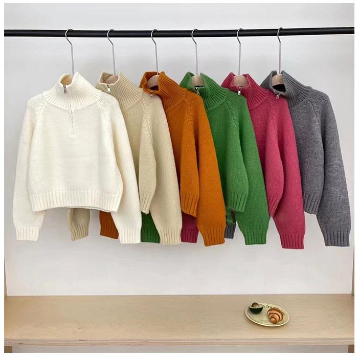 セーター ハーフジップ レディース 通販 スタンドカラー プルオーバー ジップアップ 長袖 厚手 厚め ゆったり 体型カバー ラグランスリーブ 秋 冬 冬物 セーター |  | 13