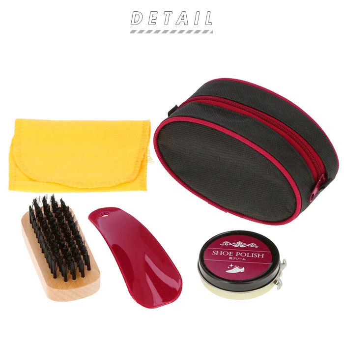 シューケアセット 通販 シューケア用品 靴磨きセット ブラシ 靴クリーム 靴べら 仕上げ布 靴磨き クロス 靴 手入れ 汚れ落とし 旅行 出張 常備 収納 Backyard Family 通販 Paypayモール
