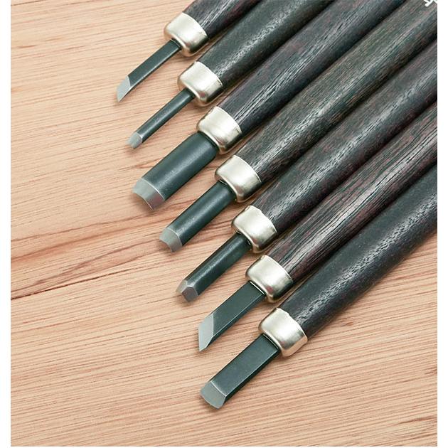 彫刻刀セット 小学校 女 男 7本組 右利き用 義春 よしはる 図工 工作 プラケース入り 年賀状 凸版 芋版 版画 はんが 男の子 女の子 小学生 中学生 | 義春刃物 | 09