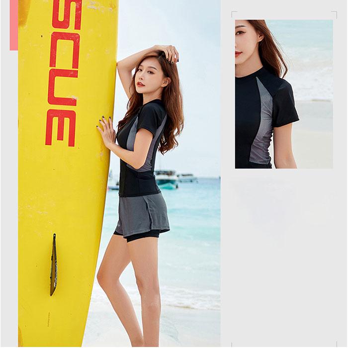 フィットネス水着 レディース セパレート オシャレ 水着 上下 ママ水着 カバーアップ 可愛い 大人 体型カバー ハーフパンツ 半袖 ブラ一体型 胸パッド付 | ブランド登録なし | 16