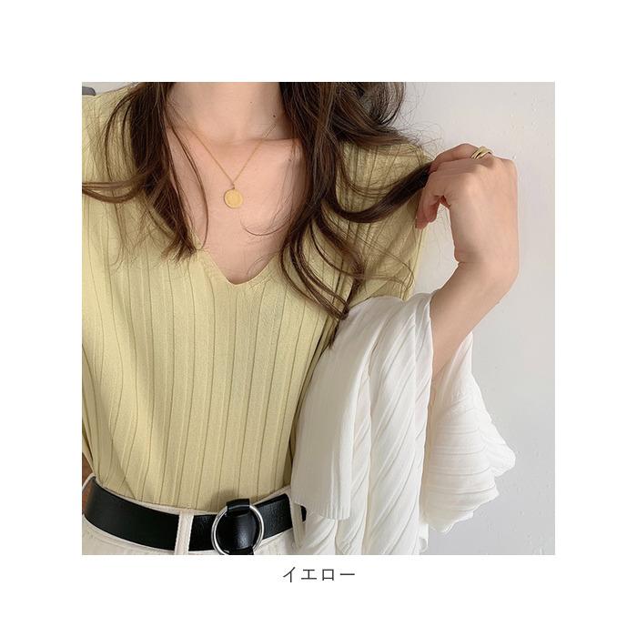 レディース 通販レディース サマーニット ニット 半袖ニット vネック tシャツ カットソー トップス 半袖 春 夏 秋 ゆったり おしゃれ 無地 きれいめ  レディース | ブランド登録なし | 20